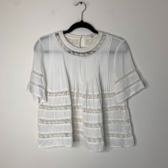 Aritzia Wilfred Beaudry Babydoll Blouse top Short SleevePeasant Cream Size XS - Picture 5 of 16